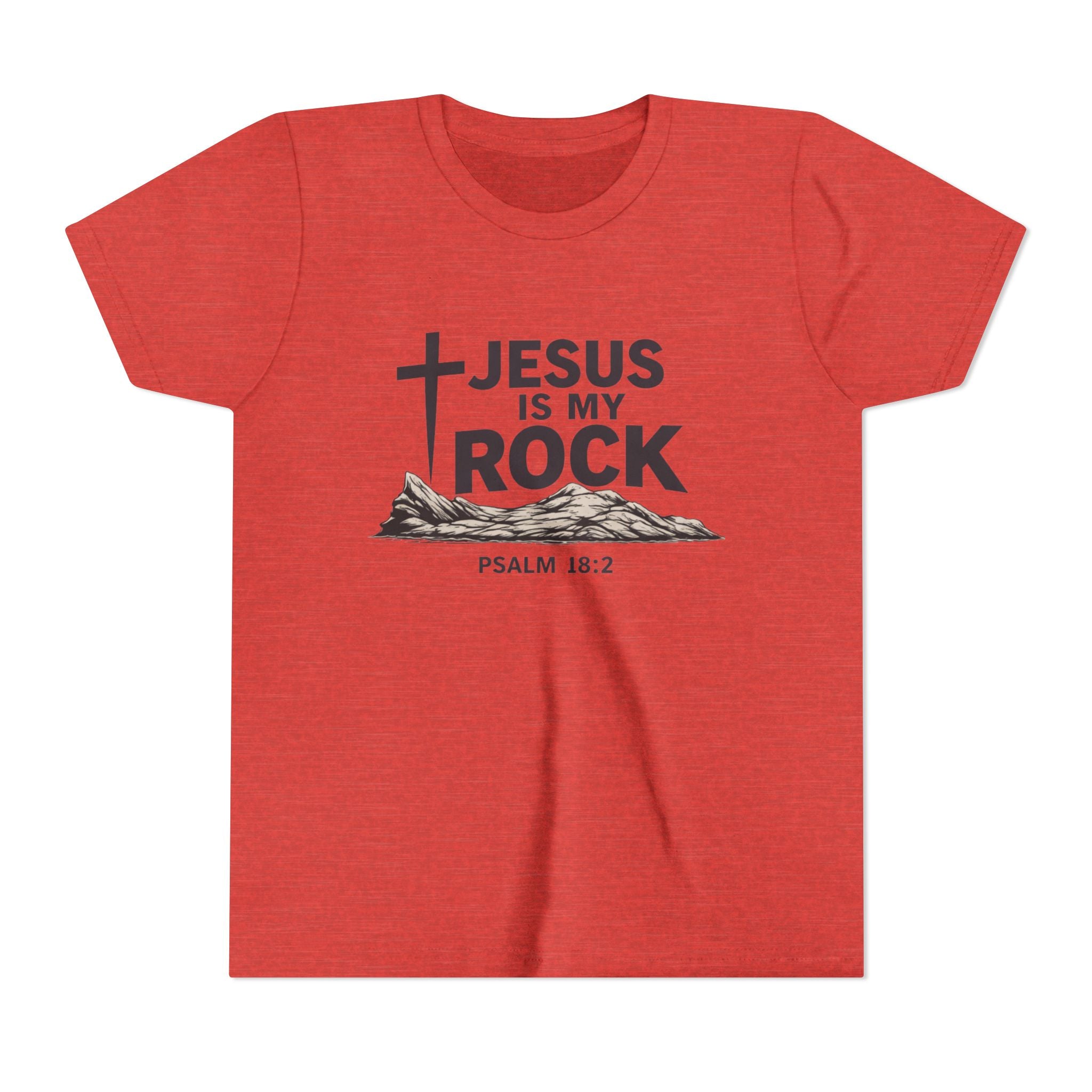 Boys Youth Tee — "Jesus Is My Rock" Psalm 18:2 Christian Kids T-Shirt