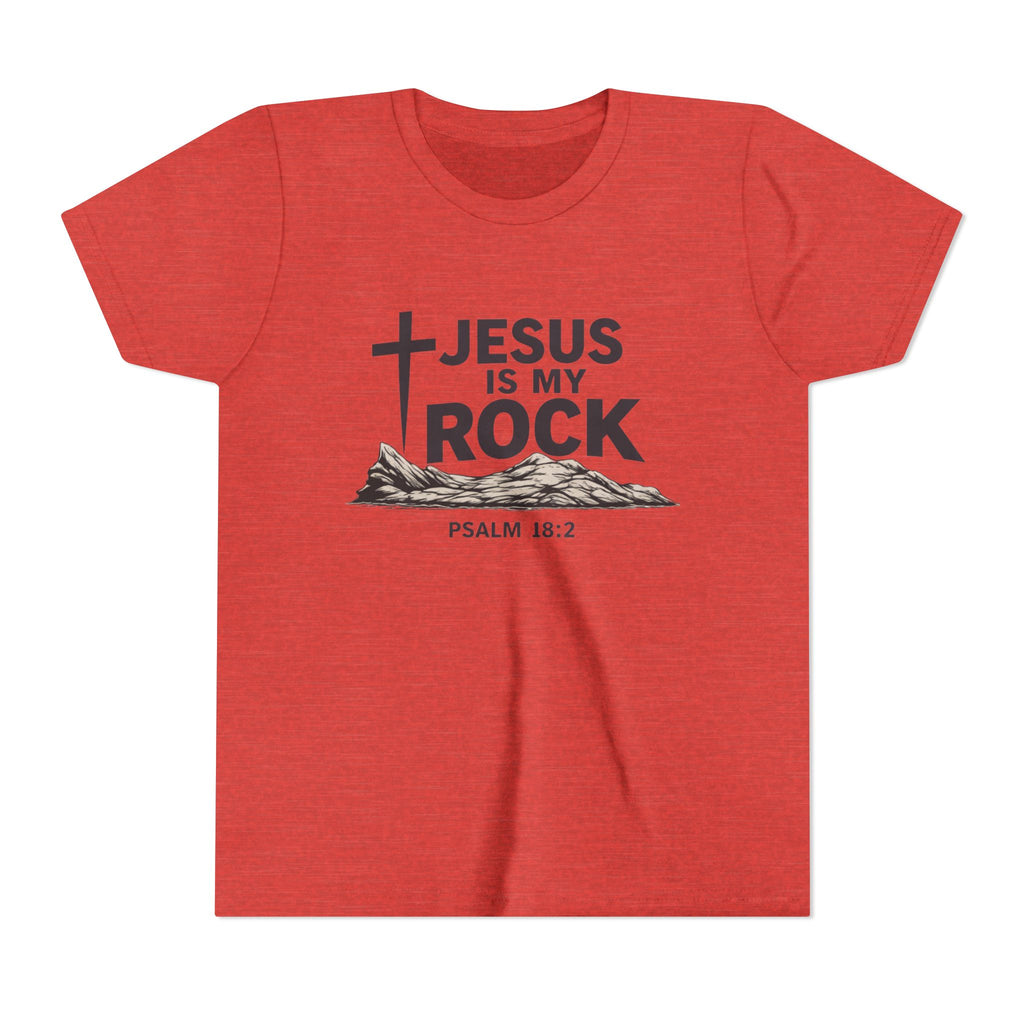 Girls Youth Tee — "Jesus Is My Rock" Psalm 18:2 Christian Kids T-Shirt
