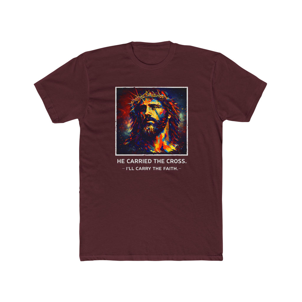 Mens 'He Carried the Cross, I'll Carry the Faith' Graphic Tee