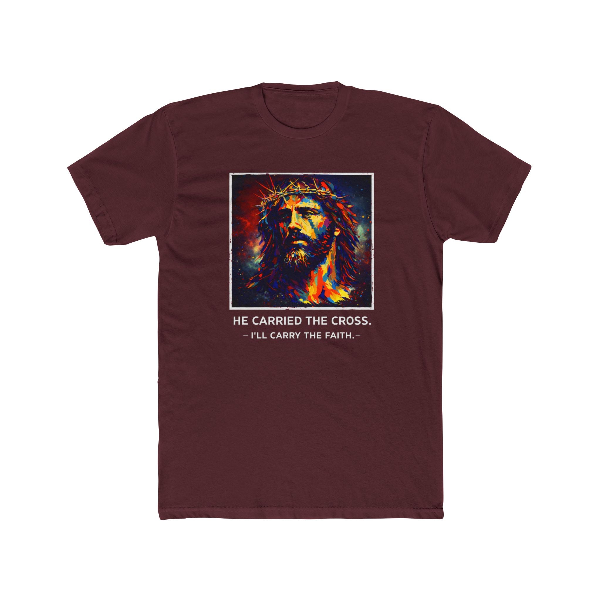 Mens 'He Carried the Cross, I'll Carry the Faith' Graphic Tee