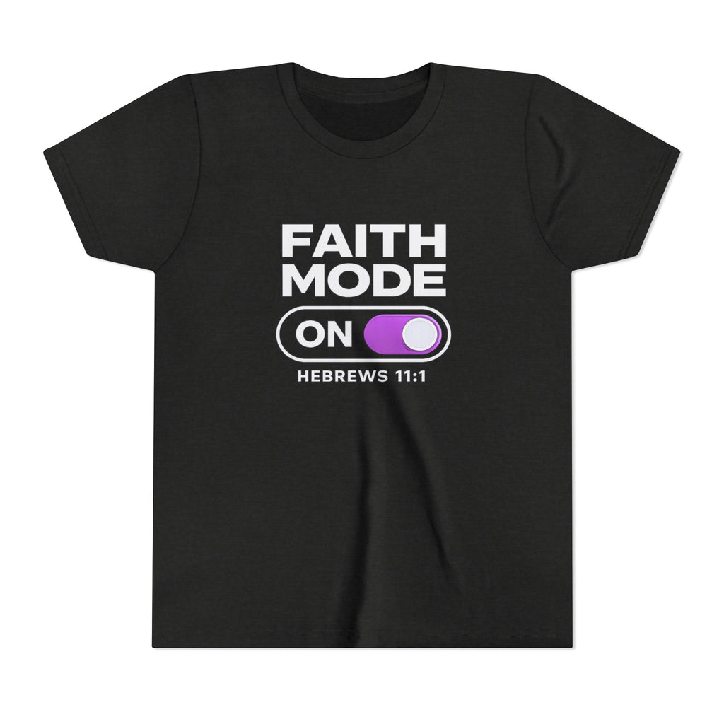 Faith Mode On Youth Tee — Hebrews 11:1 Christian Kids Shirt