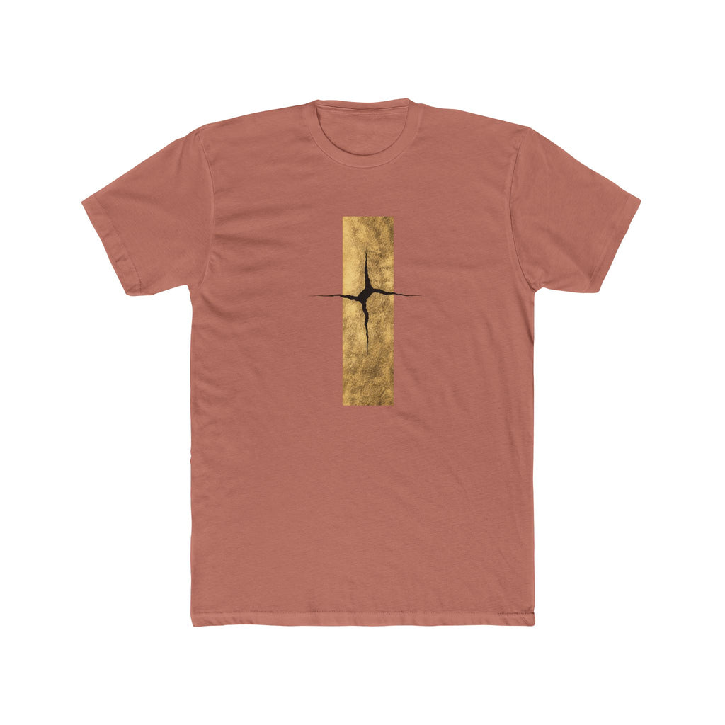 Cracked Gold Bar Tee | Minimal Abstract Vertical Design