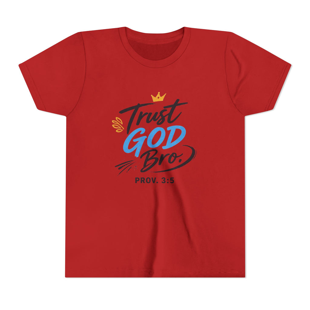 Boys Trust God Bro Youth Tee – Prov. 3:5 Faith Graphic Shirt