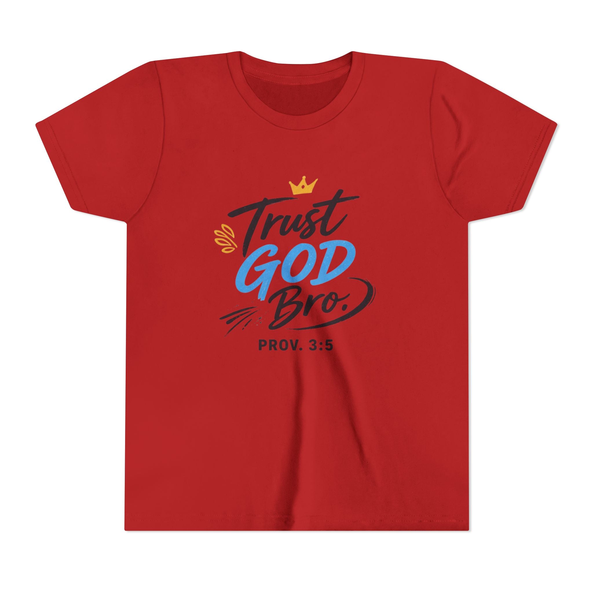 Boys Trust God Bro Youth Tee – Prov. 3:5 Faith Graphic Shirt