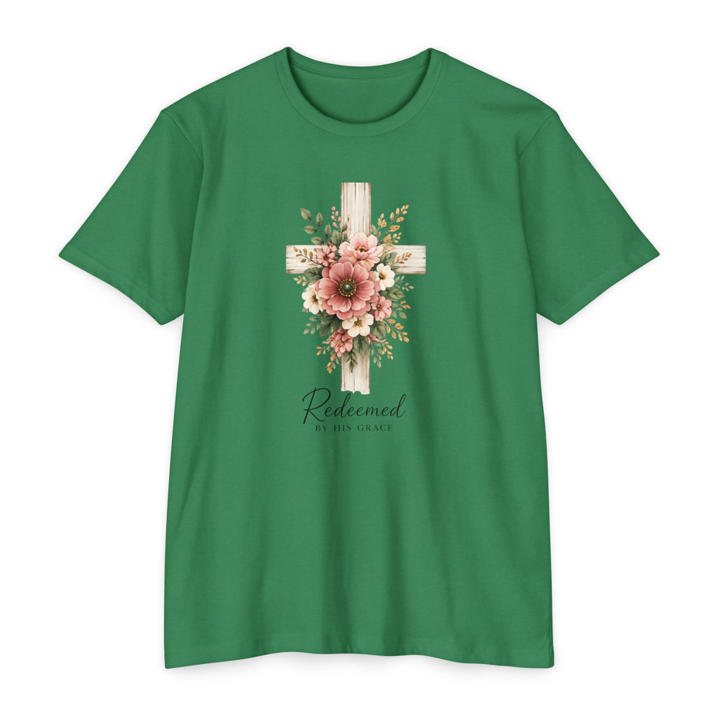 Womens Floral Cross Bouquet T-shirt | Botanical Flower Cross Graphic