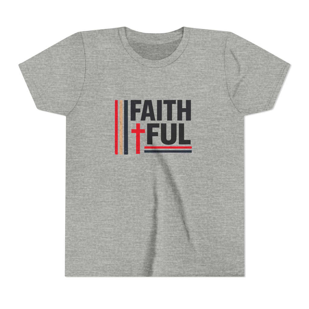 Boys Faithful Youth Tee — Christian Kids Shirt with Cross Graphic
