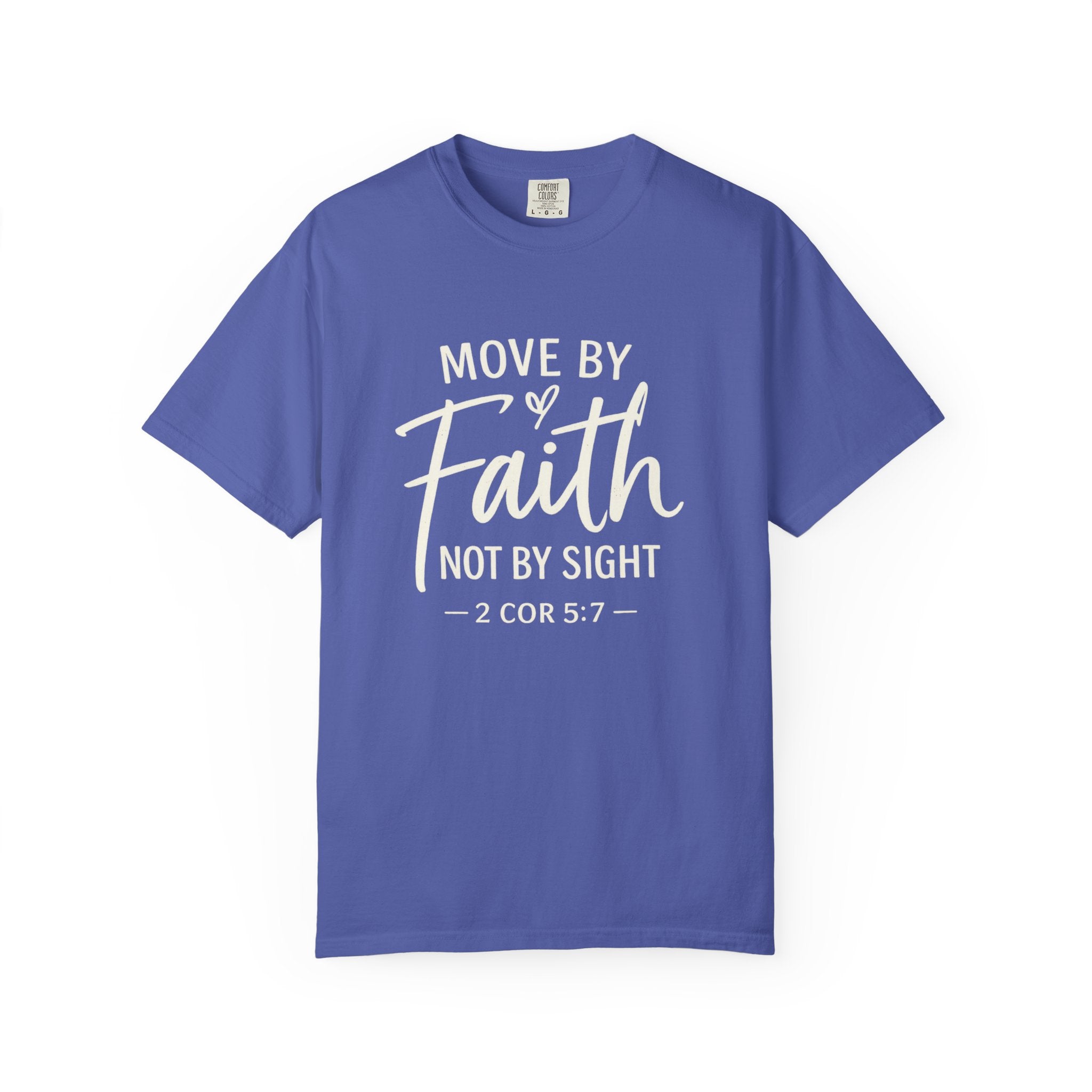 Move By Faith Not By Sight Minimal White Graphic Tee (Subtle Script Design)