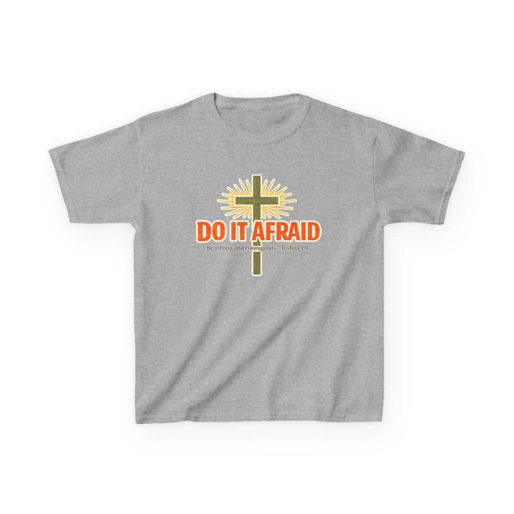 Boys Tshirt "Do It Afraid" Cross Christian Shirt (Joshua 1:9)