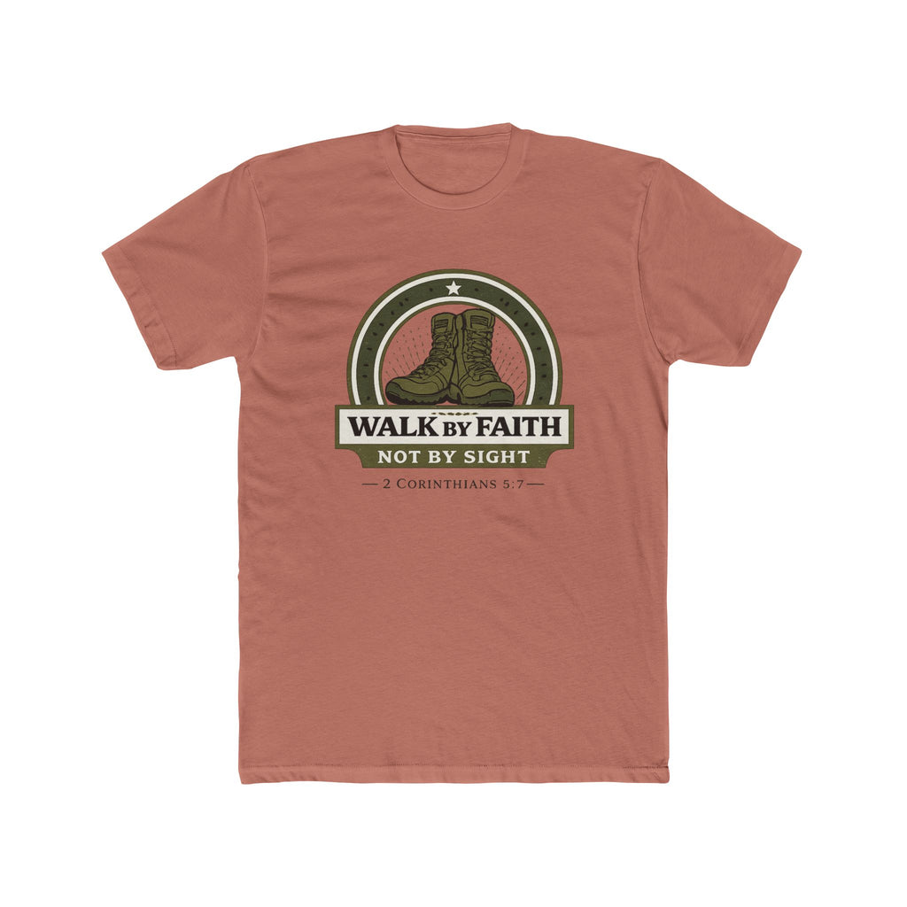Walk By Faith boots graphic Tee | Christian scripture apparel, 2 Corinthians quote