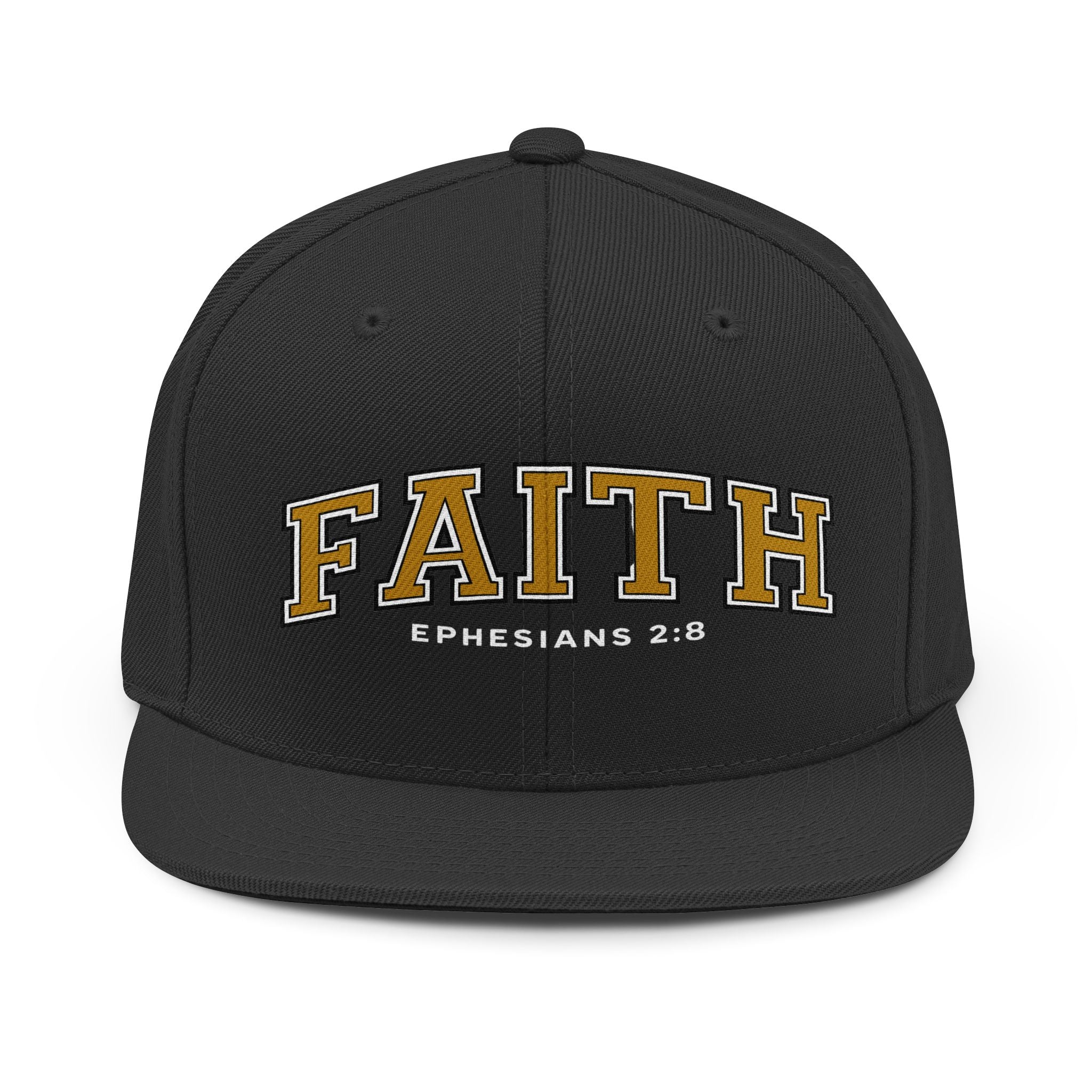 Faith Snapback Hat — Ephesians 2:8 Embroidered Christian Cap
