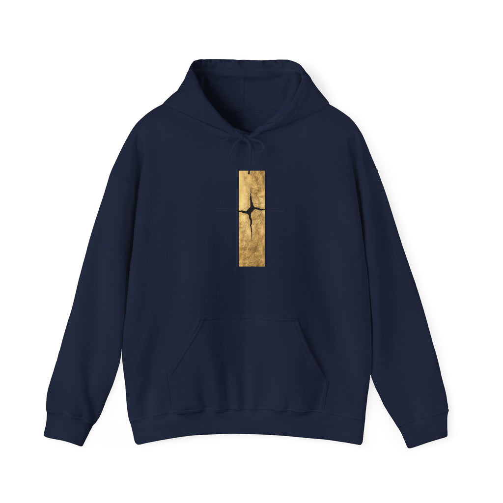 Women Kintsugi Gold Crack Hoodie — Minimal Vertical Repair Art Pullover