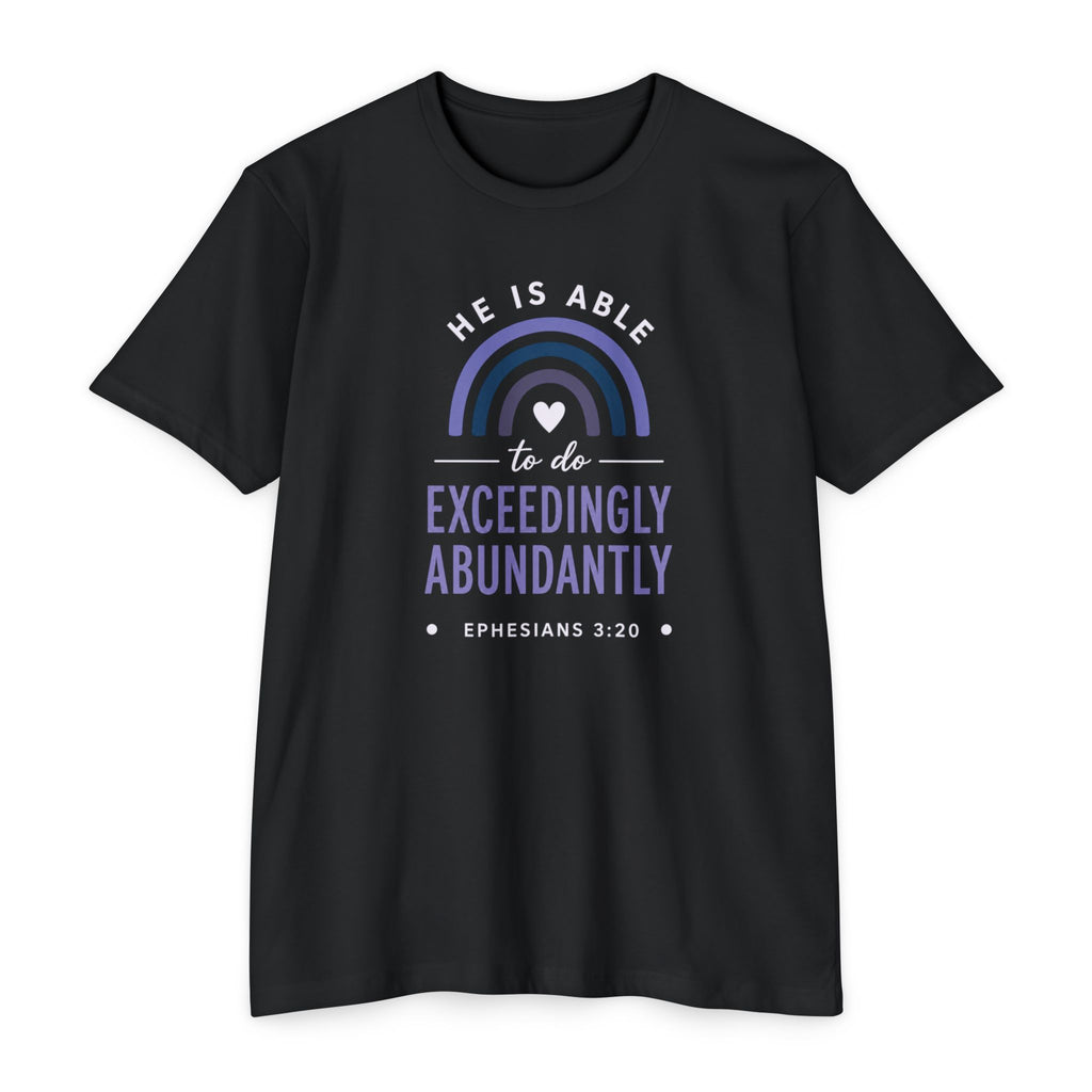 Womens Exceedingly Abundantly T-Shirt — Ephesians 3:20 Inspirational Christian Tee