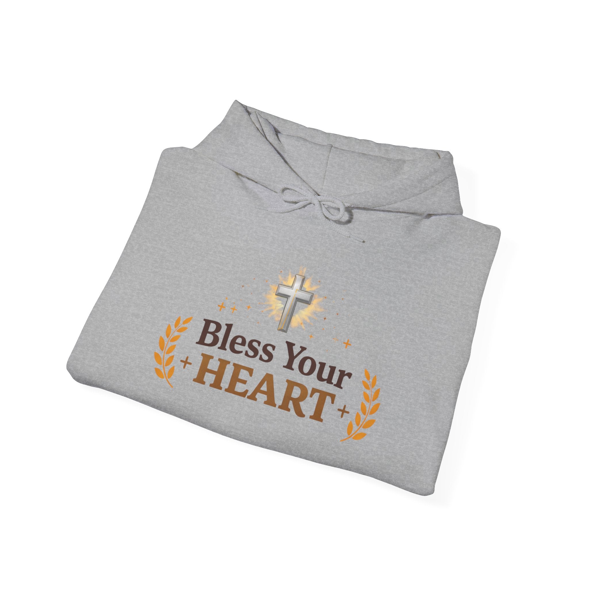 Womens Bless Your Heart Hoodie  Christian Cross Faith Pullover