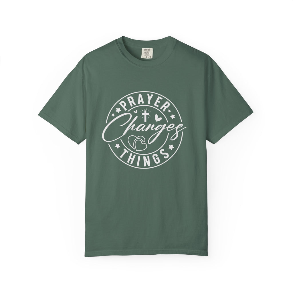 Prayer Changes Lives T-Shirt — Subtle Embossed Faith Graphic
