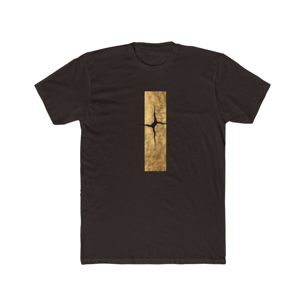 Cracked Gold Bar Tee | Minimal Abstract Vertical Design