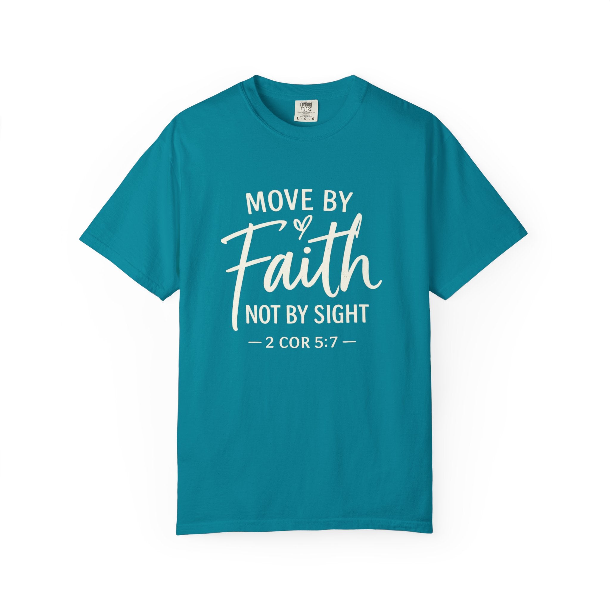 Move By Faith Not By Sight Minimal White Graphic Tee (Subtle Script Design)