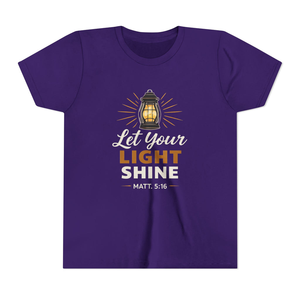 Boys Youth Tee — "Let Your Light Shine" Christian Lantern Shirt (Matt. 5:16)