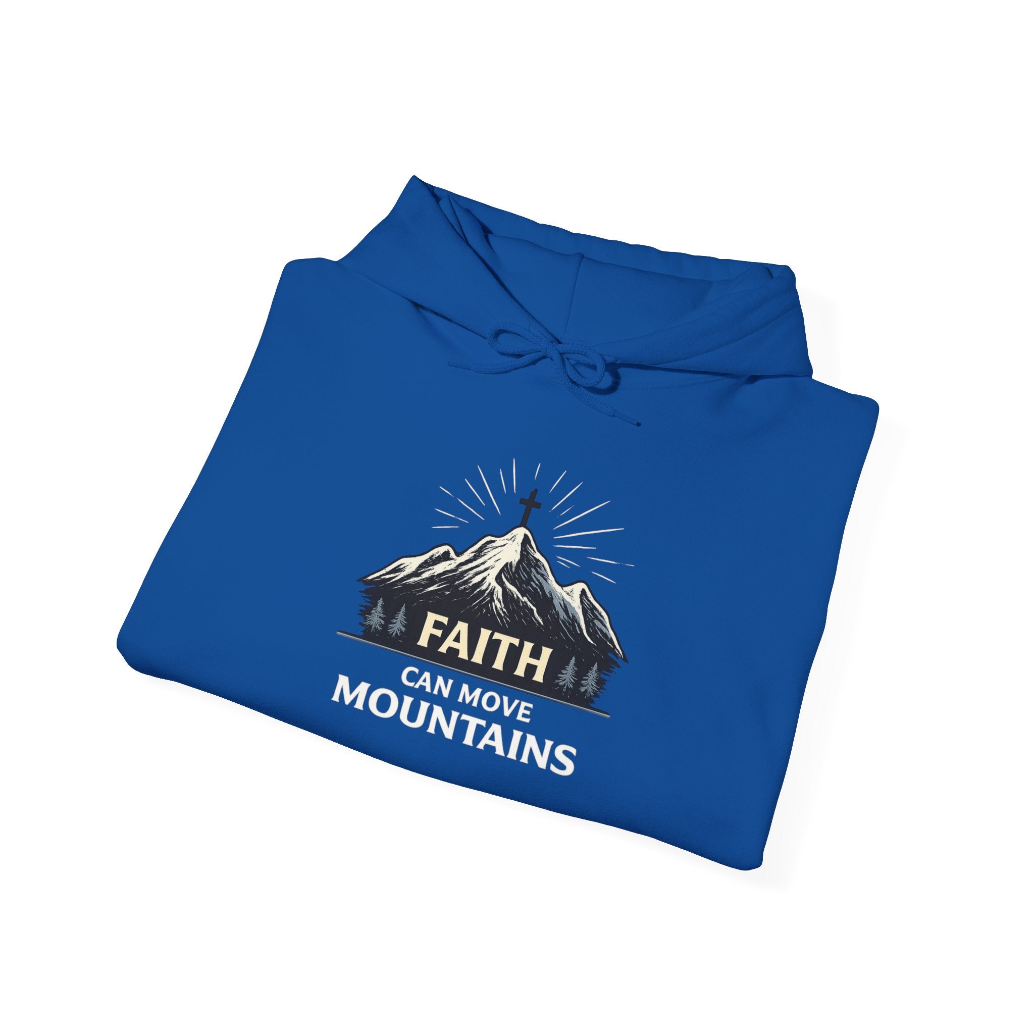 Womens Faith Can Move Mountains Hoodie — Christian Inspirational Mountain Graphic Hoodie