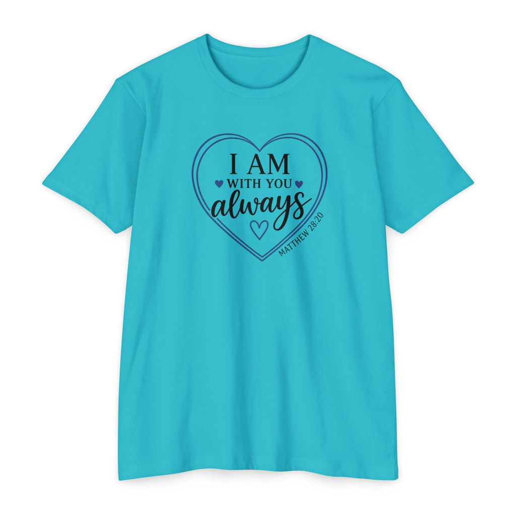 Womens I Am With You Always T-Shirt | Inspirational Script, Floral Accent
