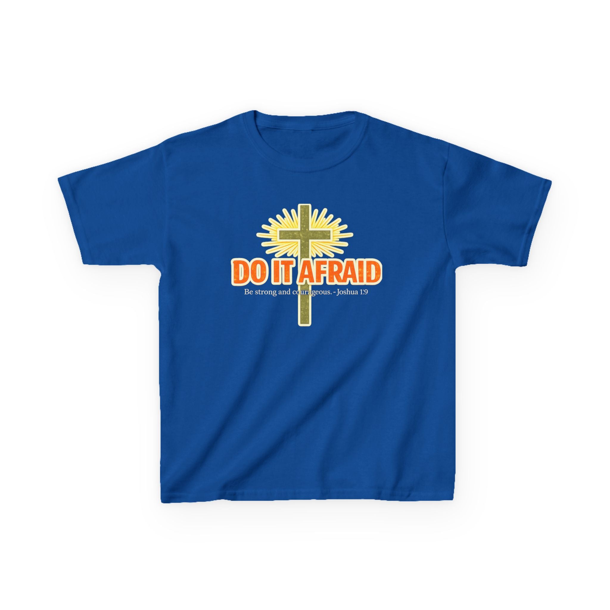 Boys Tshirt "Do It Afraid" Cross Christian Shirt (Joshua 1:9)
