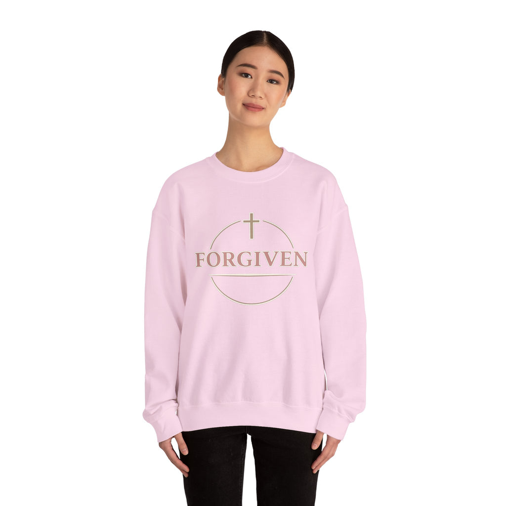 Womens Forgiven Crewneck Sweatshirt — Christian Faith Cross Pullover