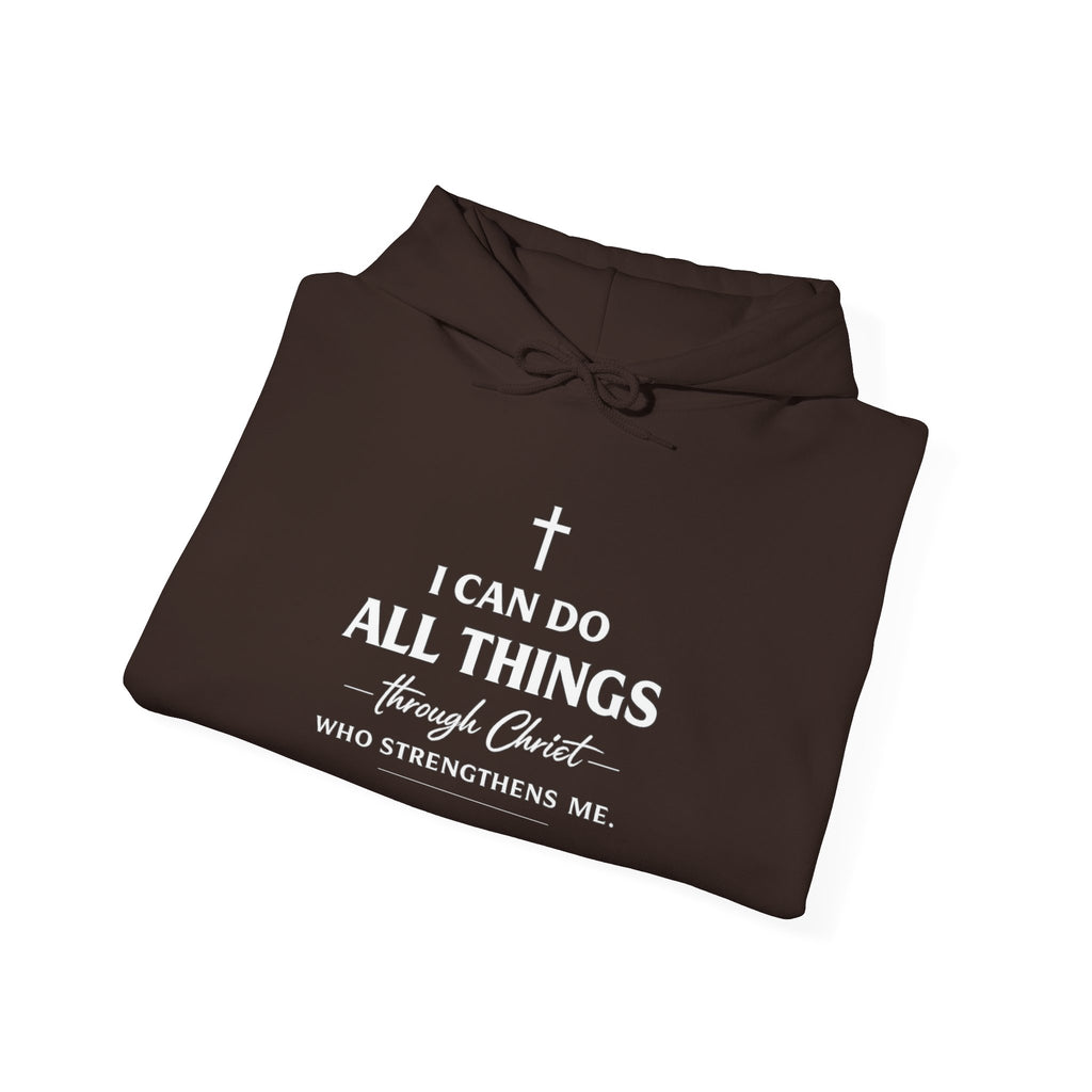 Womens Christian Faith Hoodie — “I Can Do All Things Through Christ” Inspirational Pullover