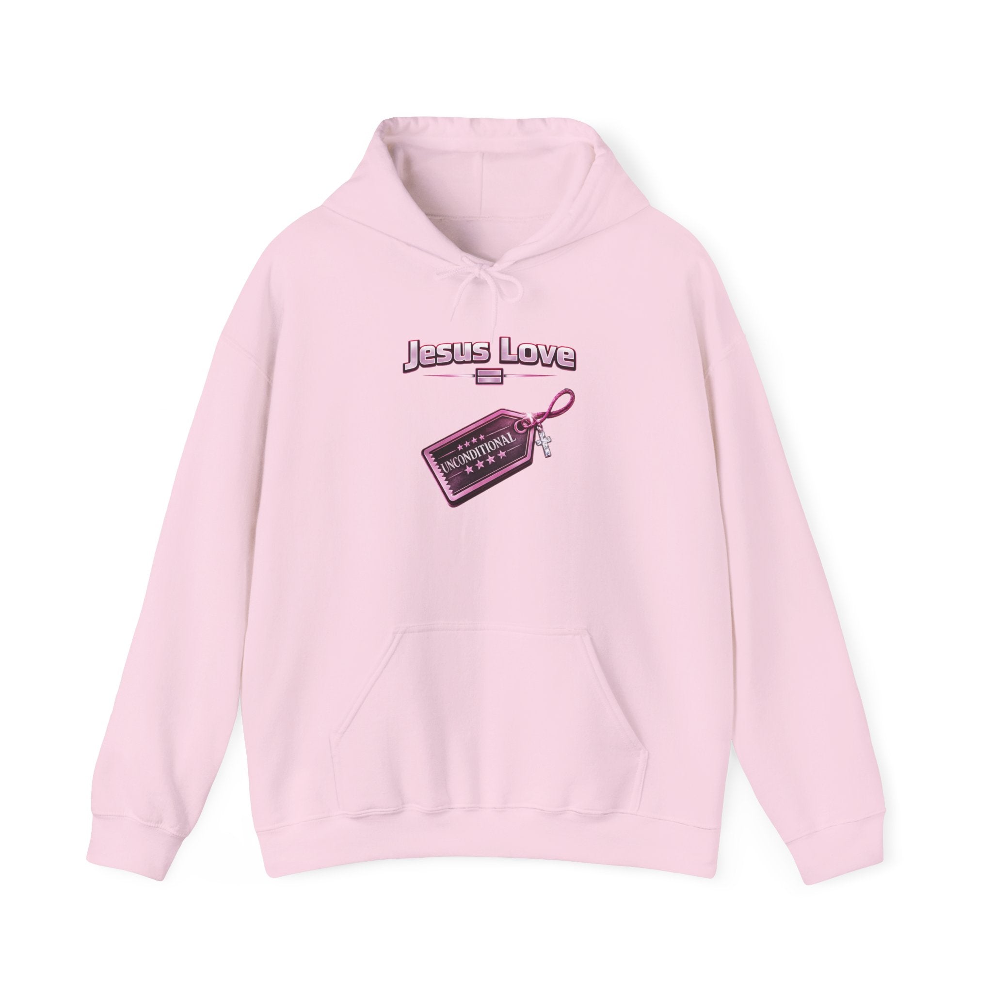 Jesus Love Hoodie — Retro Tag Graphic Christian Faith Pullover