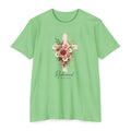 Womens Floral Cross Bouquet T-shirt | Botanical Flower Cross Graphic