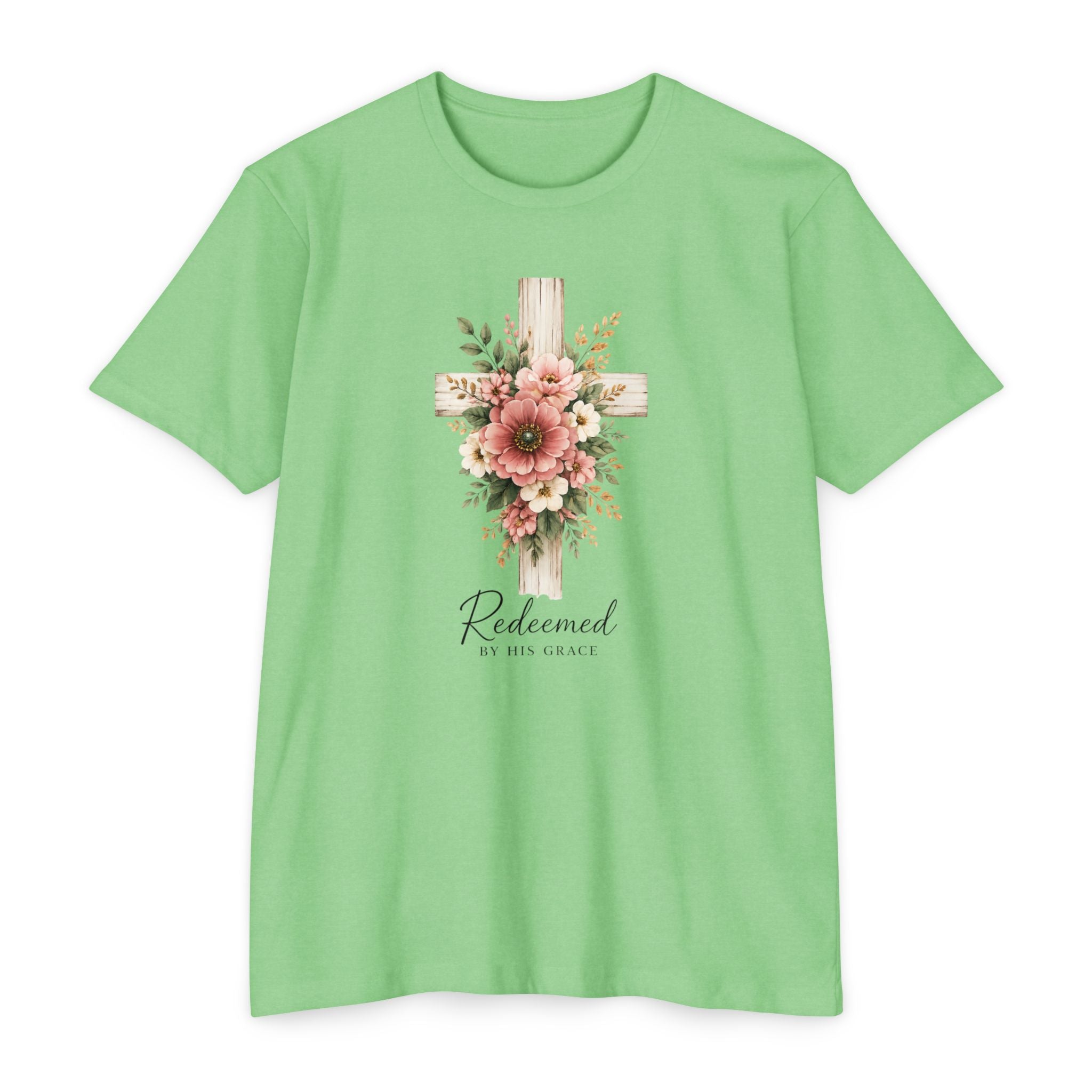 Womens Floral Cross Bouquet T-shirt | Botanical Flower Cross Graphic