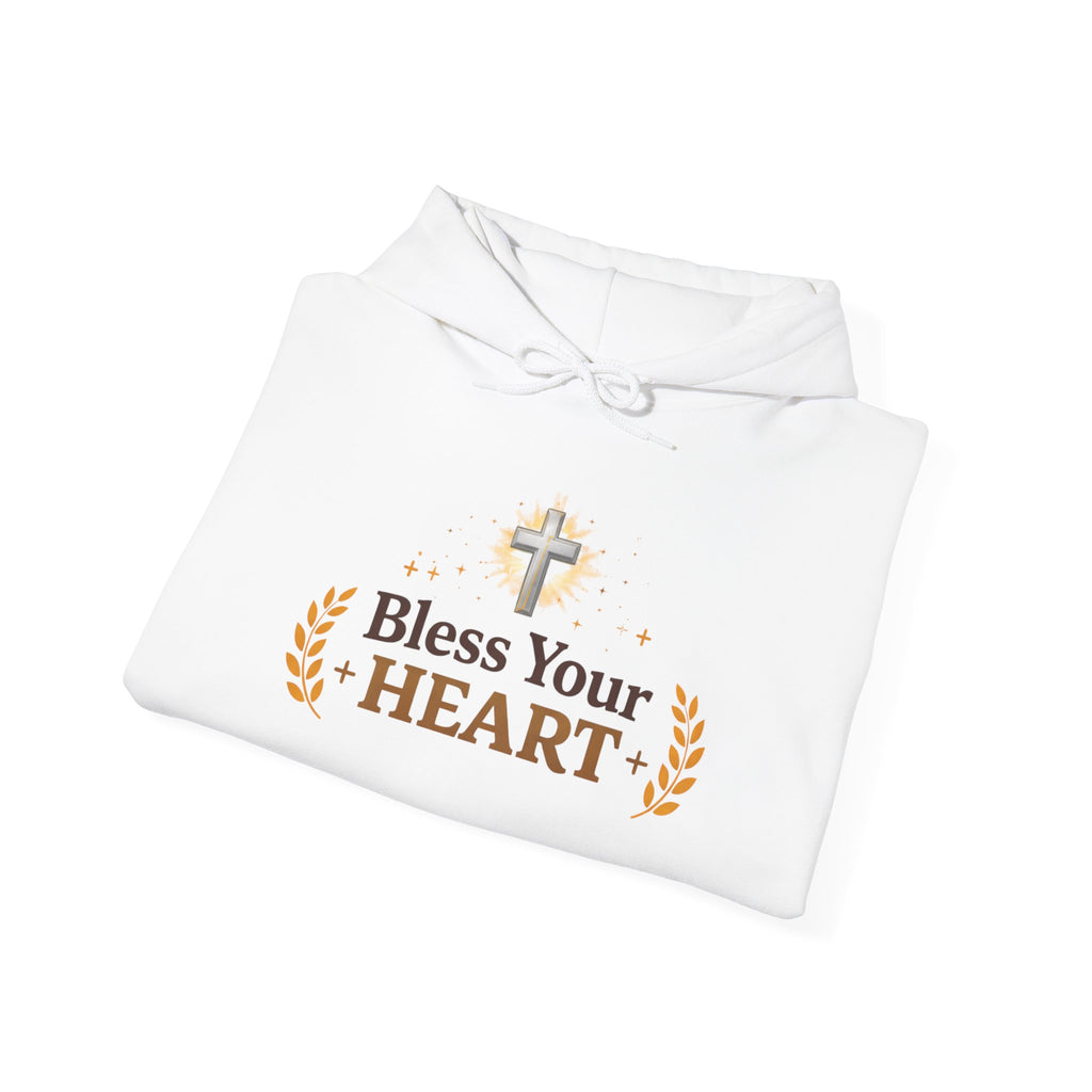 Womens Bless Your Heart Hoodie  Christian Cross Faith Pullover