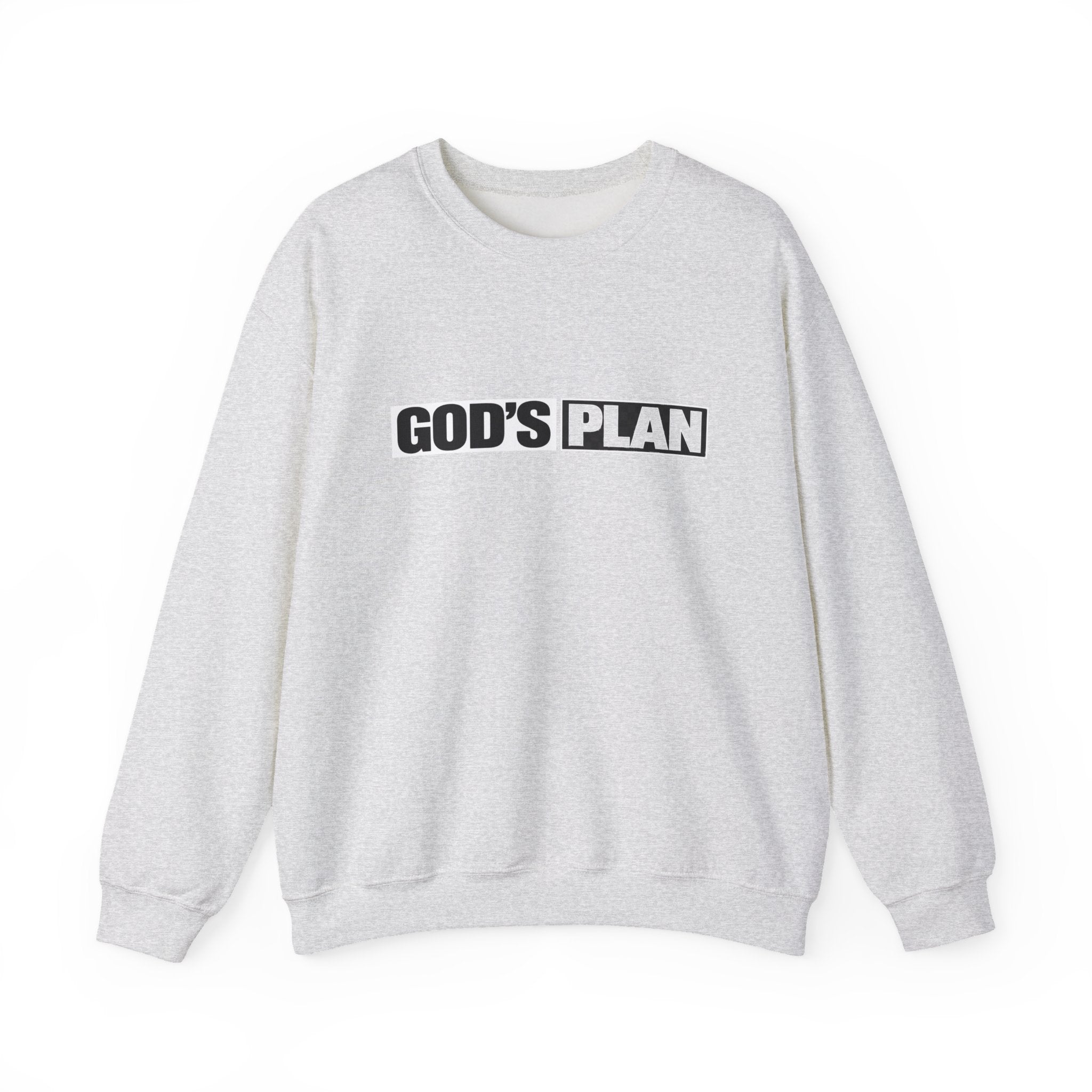 Crewneck Sweatshirt — "GOD'S PLAN" Bold Logo Faith Pullover