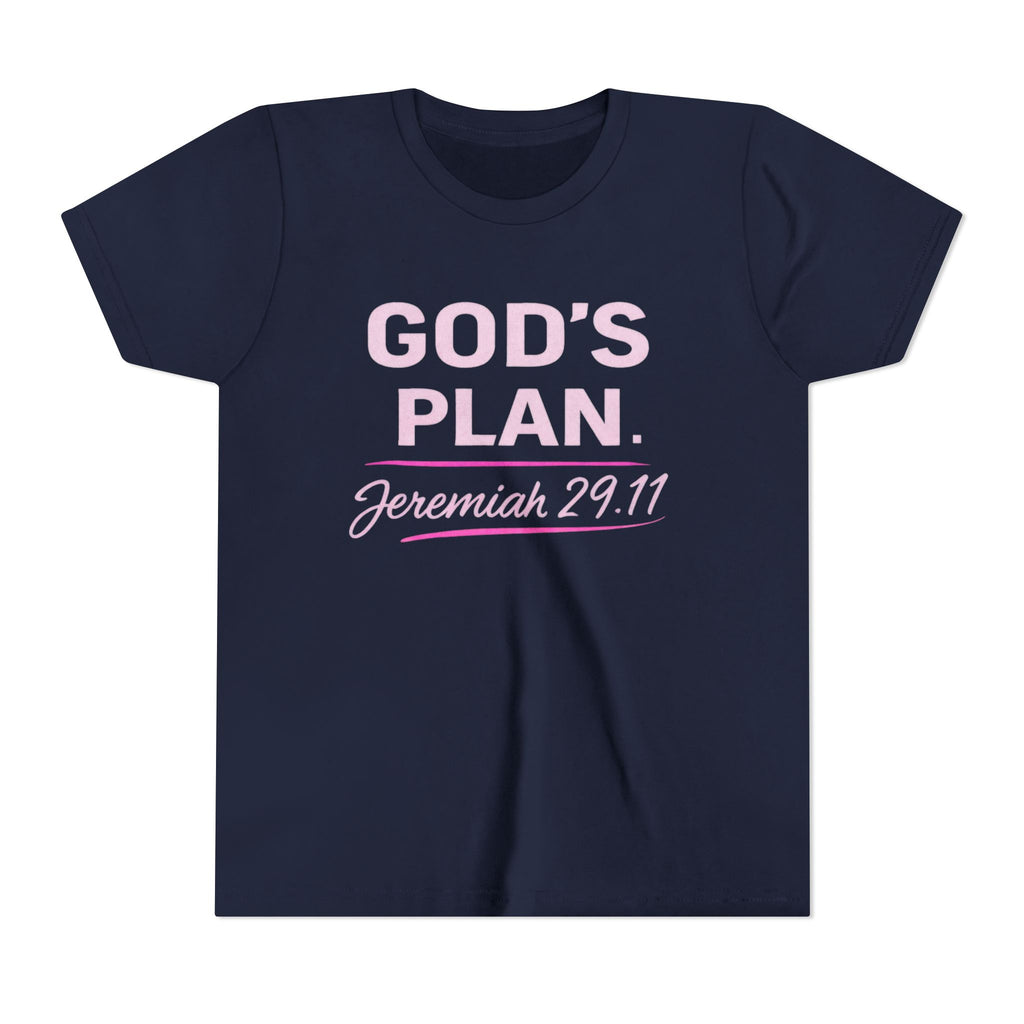 Girls Youth Tee — "God's Plan" Jeremiah 29:11 Christian Faith T-shirt