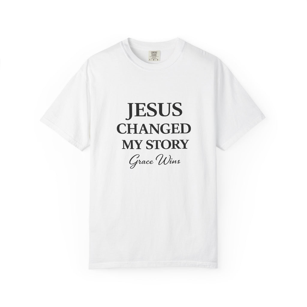 Christian T-Shirt — "Jesus Changed My Story" Inspirational Graphic Tee