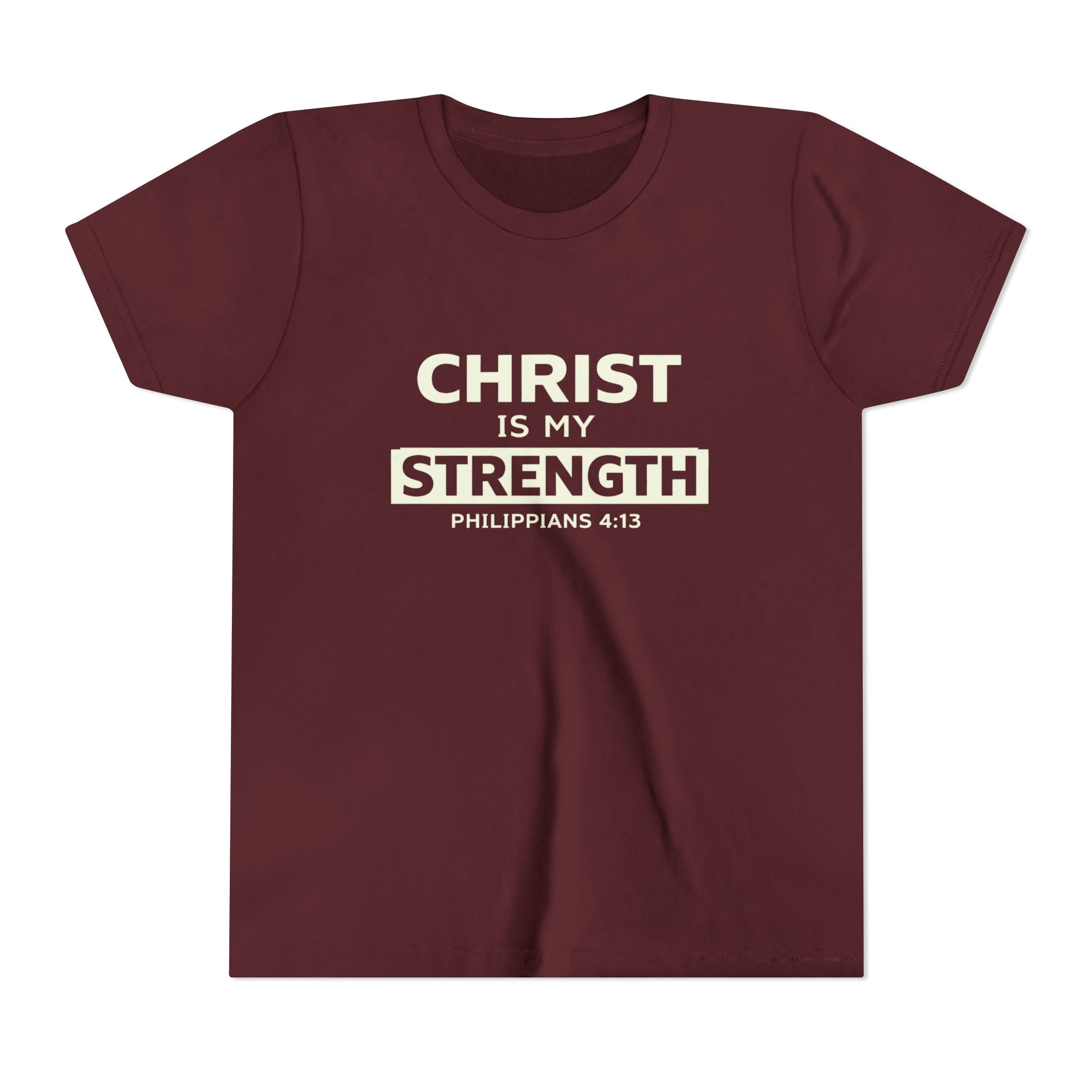Boys Youth Tee - "Christ Is My Strength" Philippians 4:13 Christian Kids Shirt