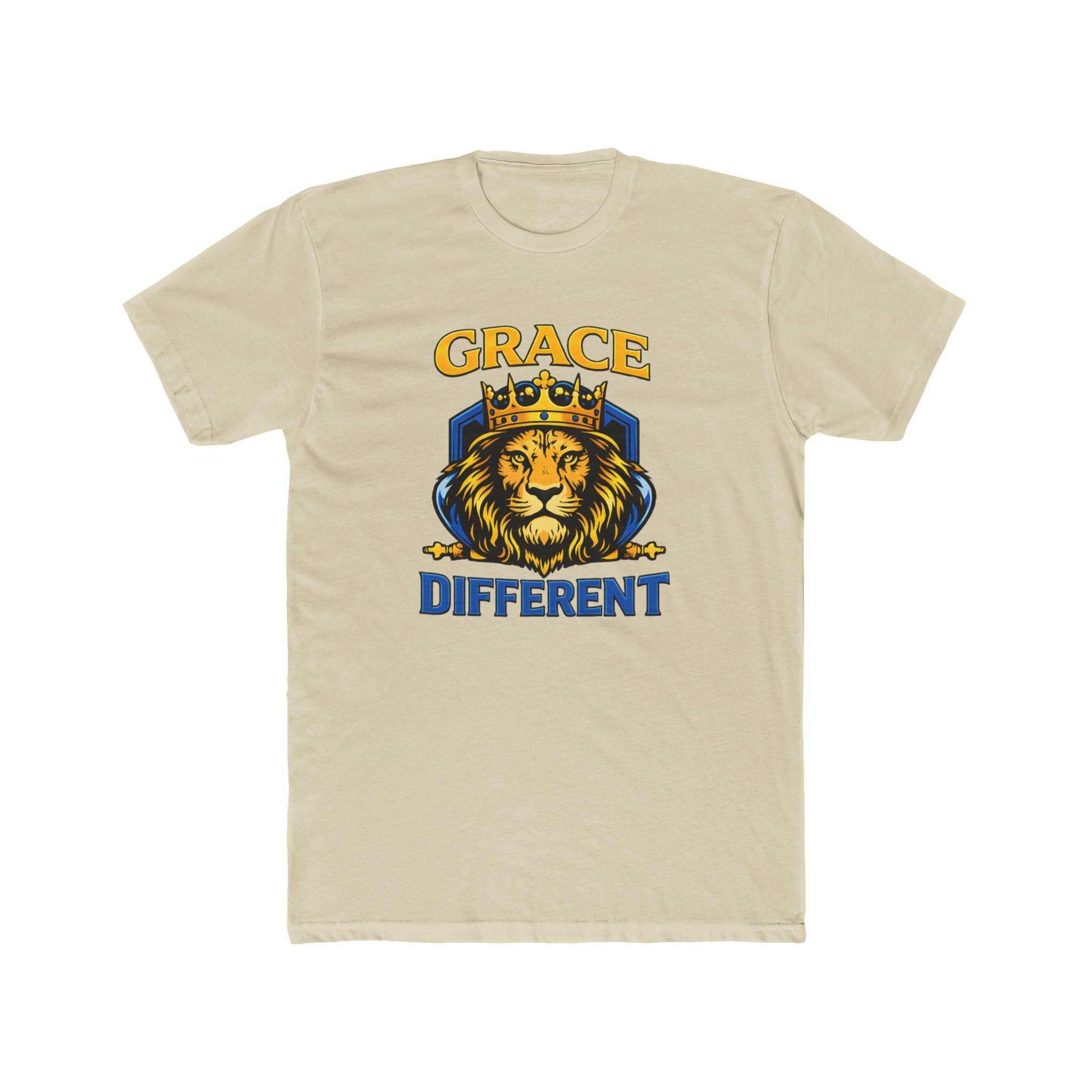 Grace Different Lion Graphic Tee — Crowned Lion Inspirational Christian Shirt