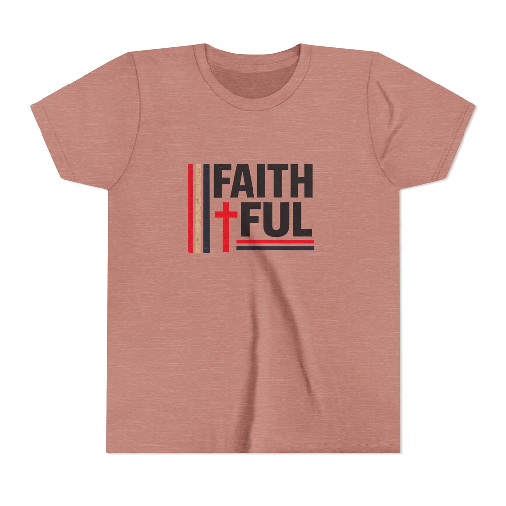 Boys Faithful Youth Tee — Christian Kids Shirt with Cross Graphic