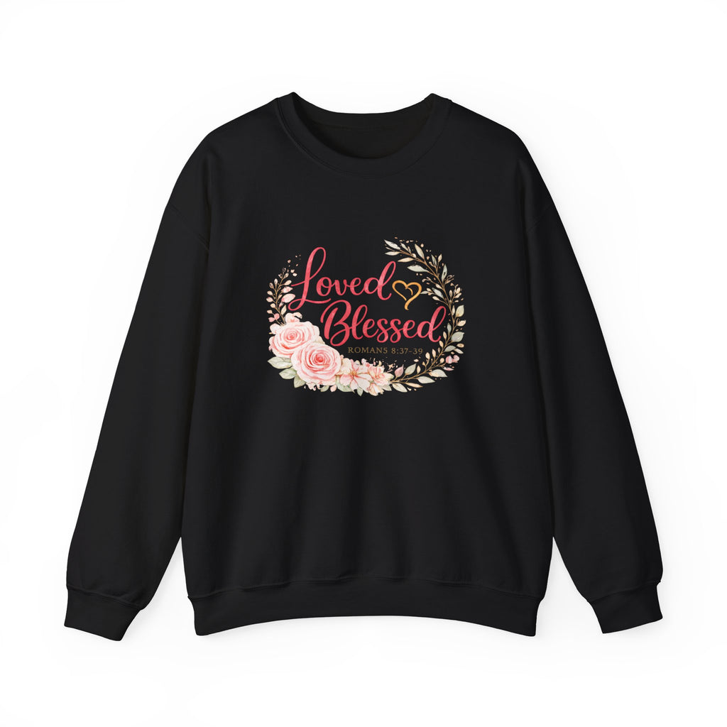 Womens Loved & Blessed Floral Crewneck Sweatshirt