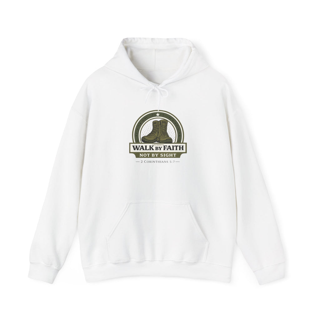 Mens Faith Hooded Sweatshirt — "Walk by Faith, Not by Sight" Christian Hoodie