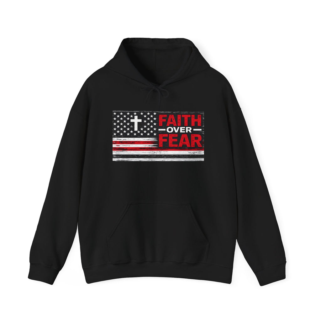 Faith Over Fear Hoodie — Christian Flag Cross Pullover