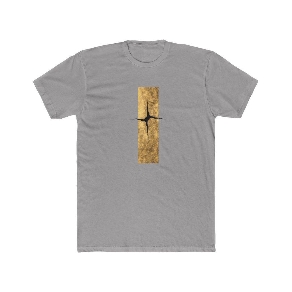 Cracked Gold Bar Tee | Minimal Abstract Vertical Design