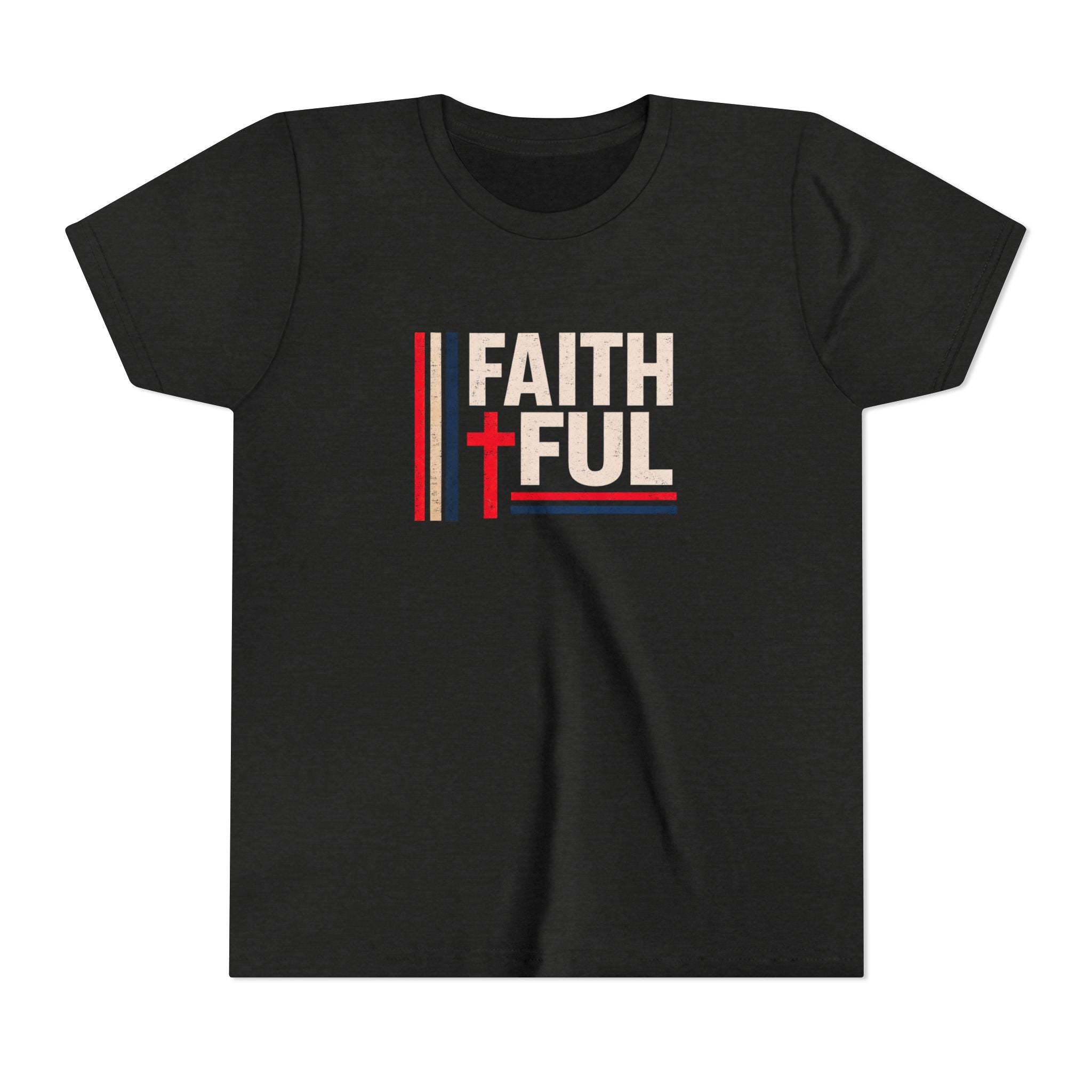 Boys Faithful Youth Tee — Christian Kids Shirt with Cross Graphic