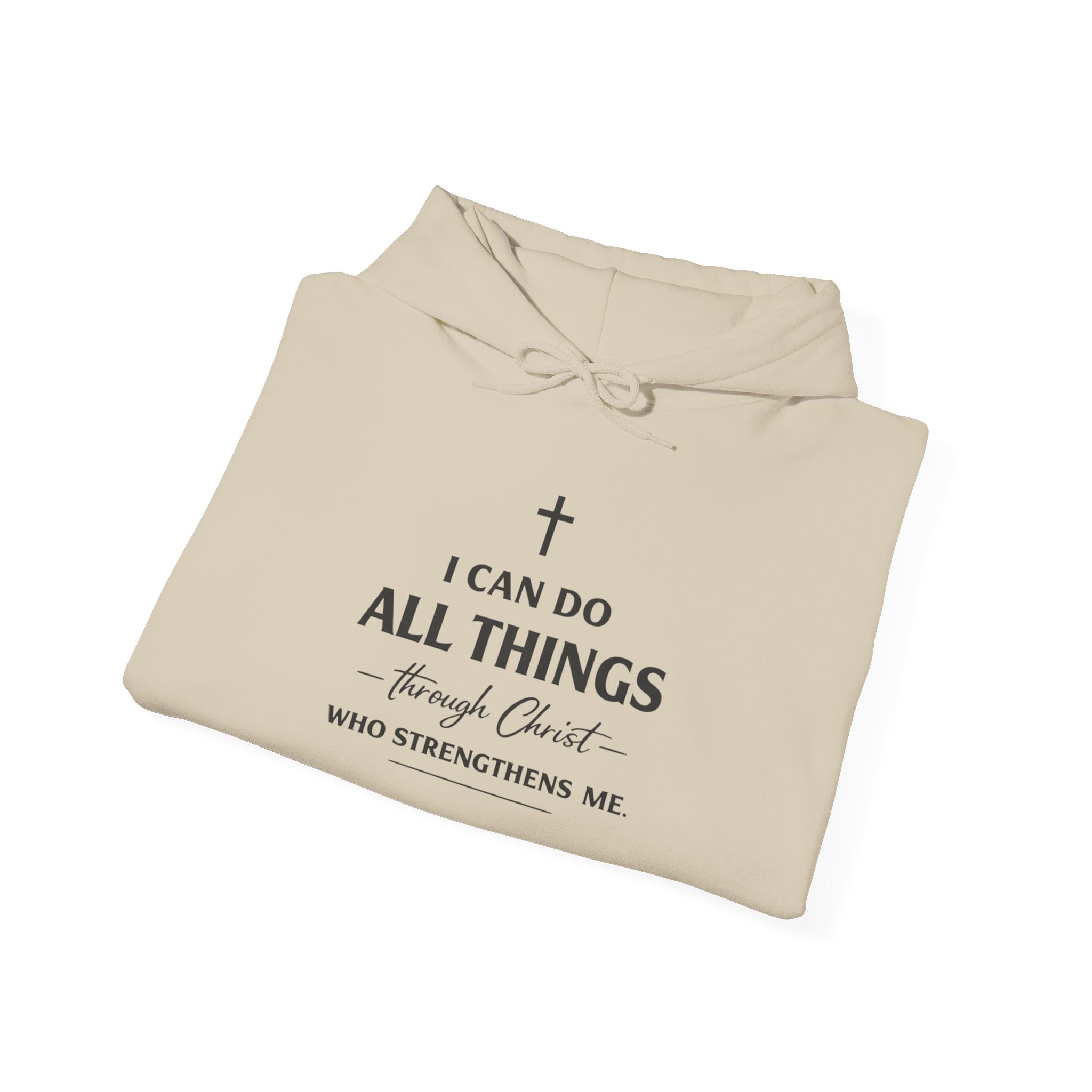 Mens Faith Hoodie – "I Can Do All Things Through Christ" Inspirational Christian Pullover