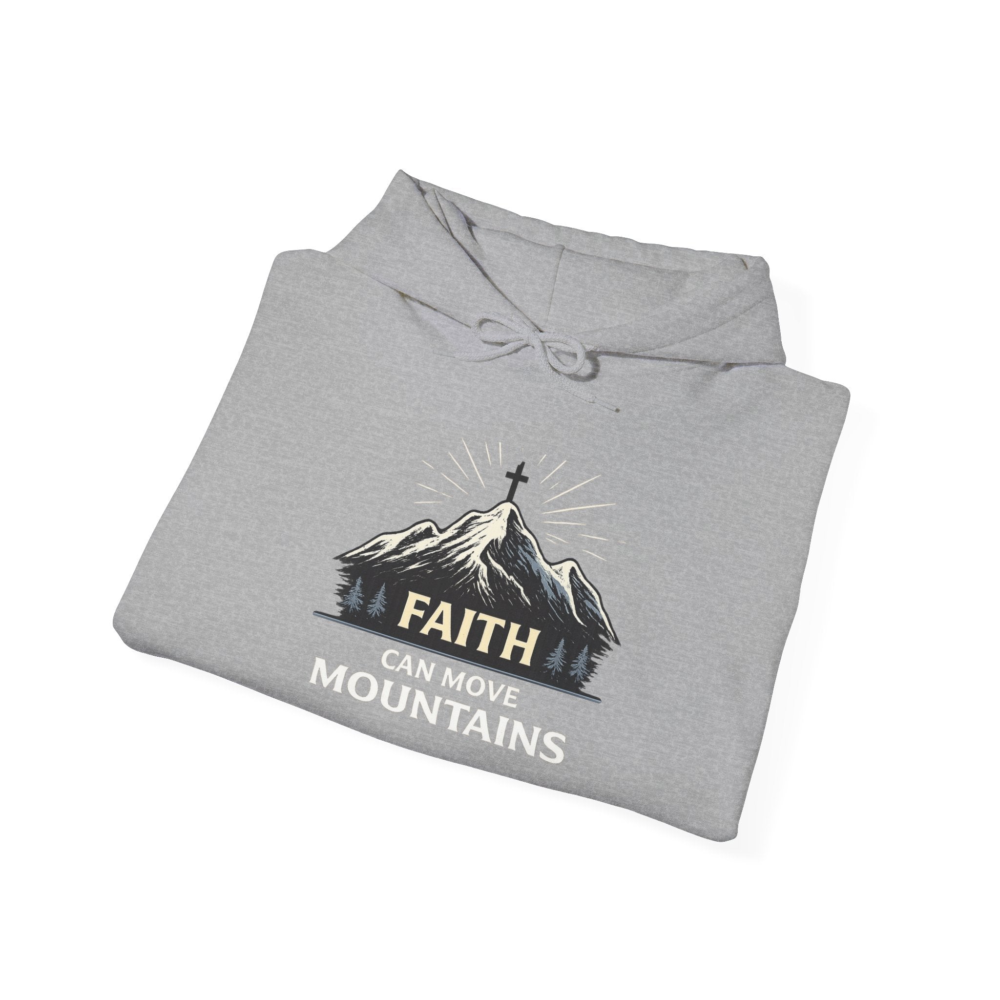 Mens Heavy Blend™ 'Faith Can Move Mountains" Hooded Sweatshirt