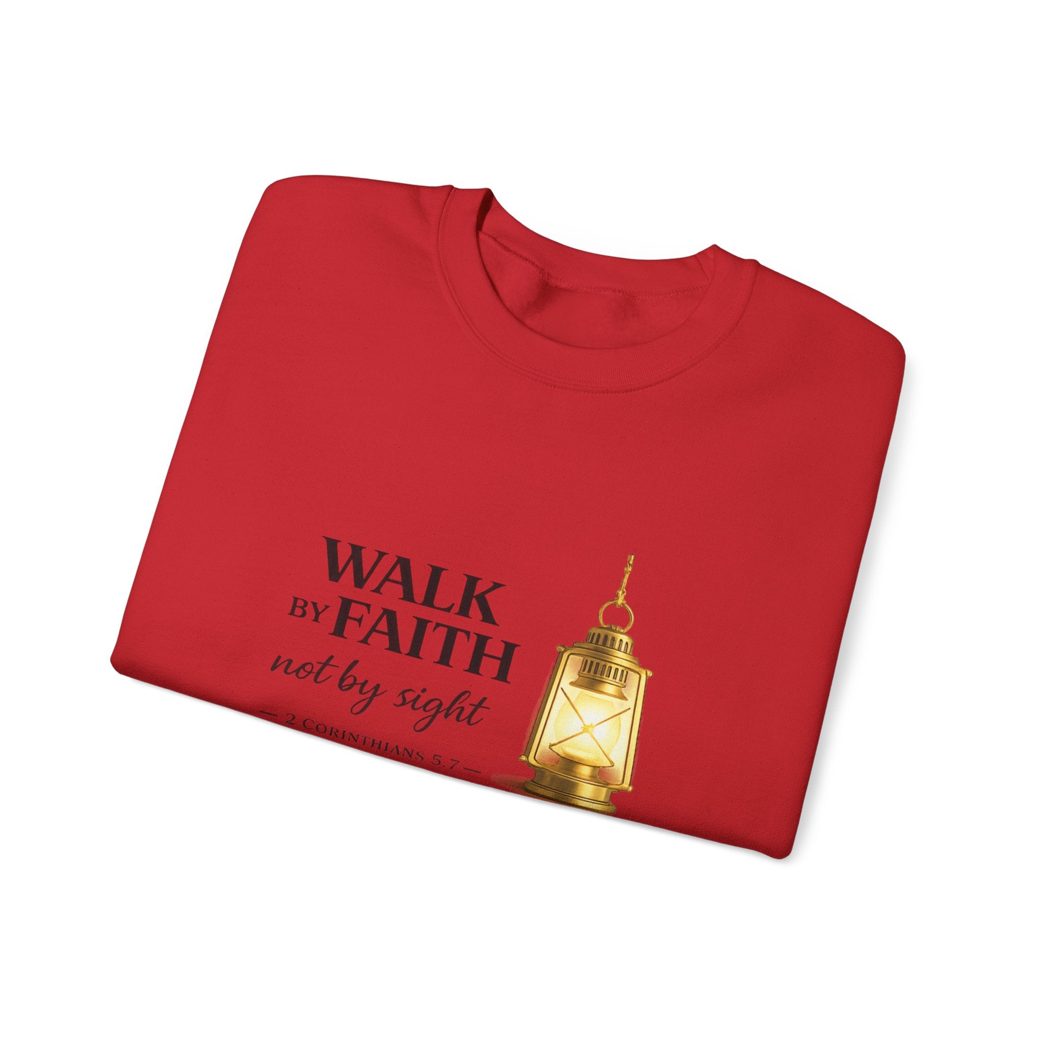 Womens "Walk By Faith Not By Sight" Classic White Crewneck Sweatshirt