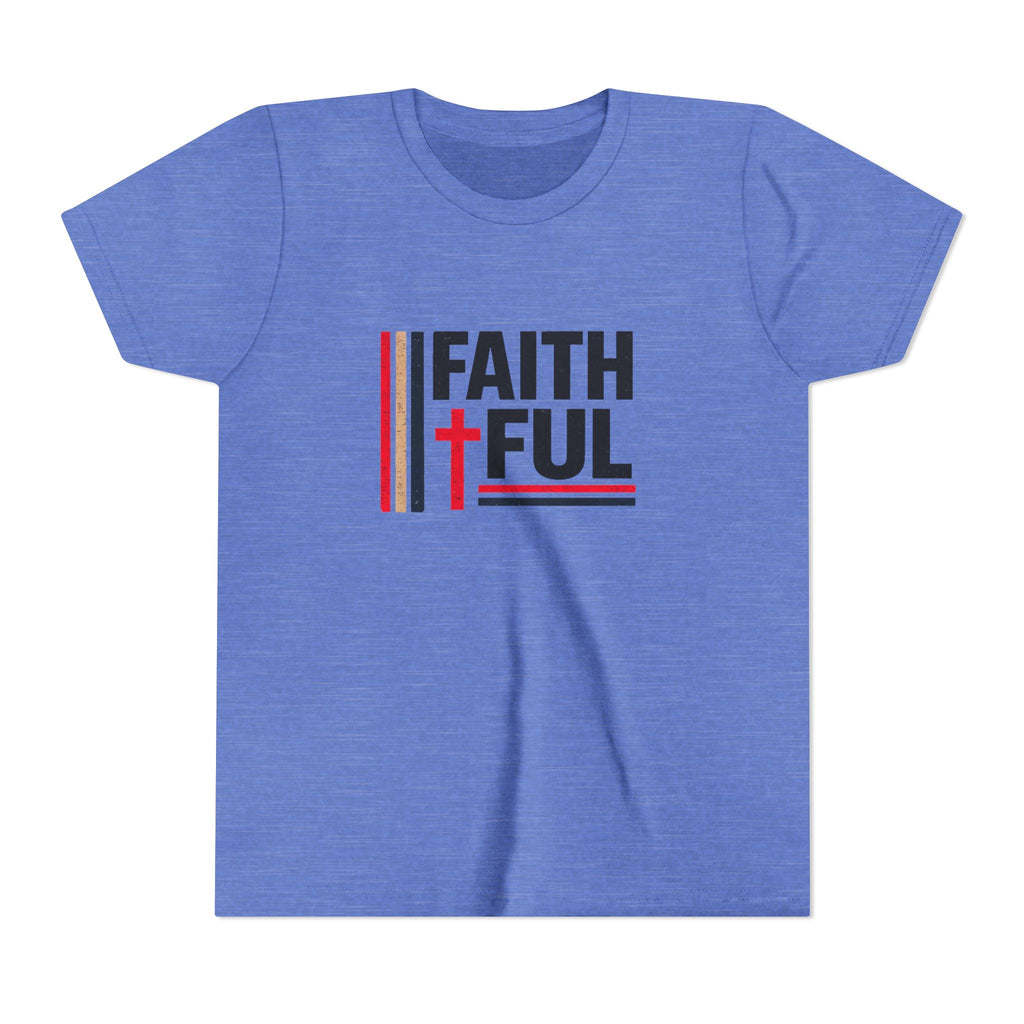 Boys Faithful Youth Tee — Christian Kids Shirt with Cross Graphic
