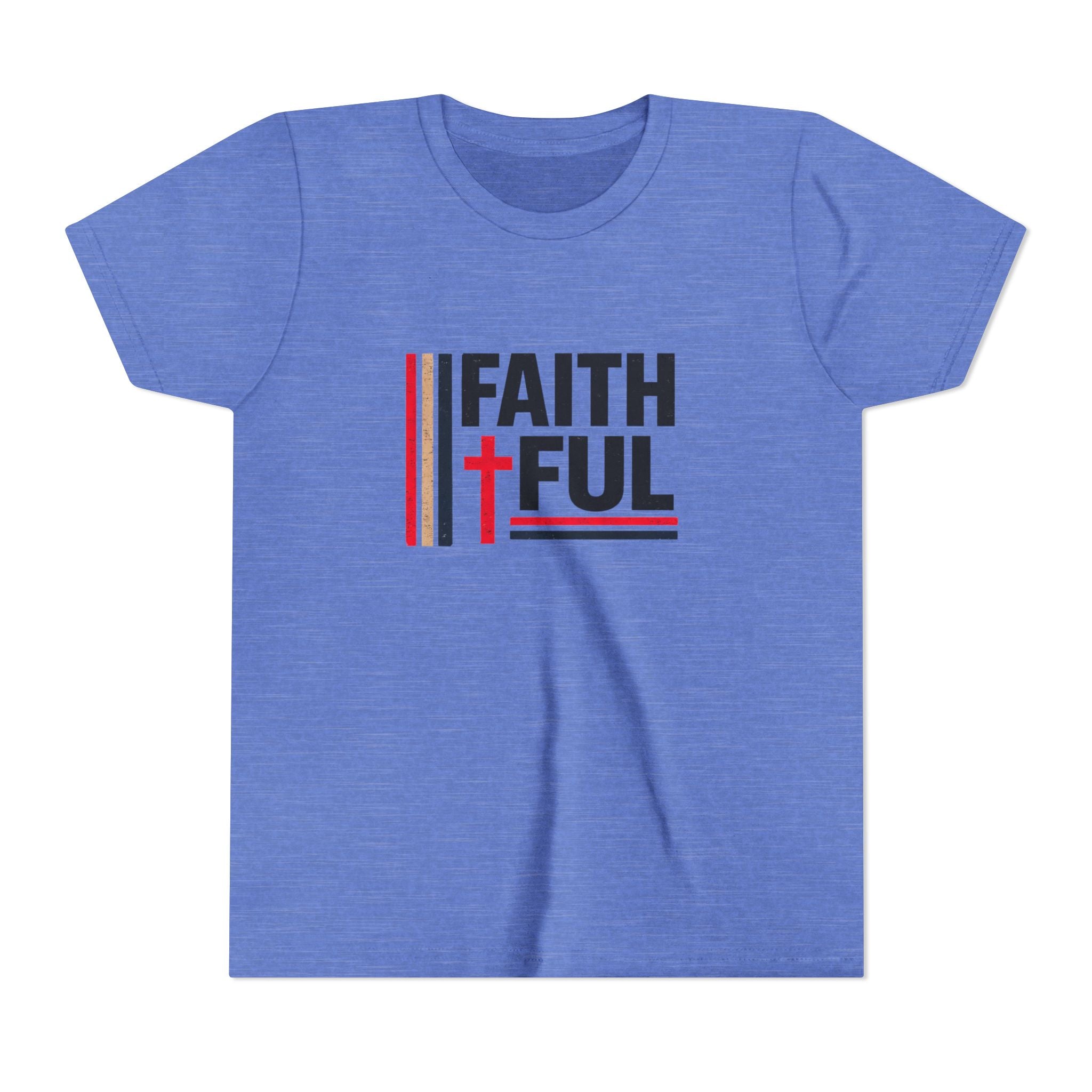 Boys Faithful Youth Tee — Christian Kids Shirt with Cross Graphic