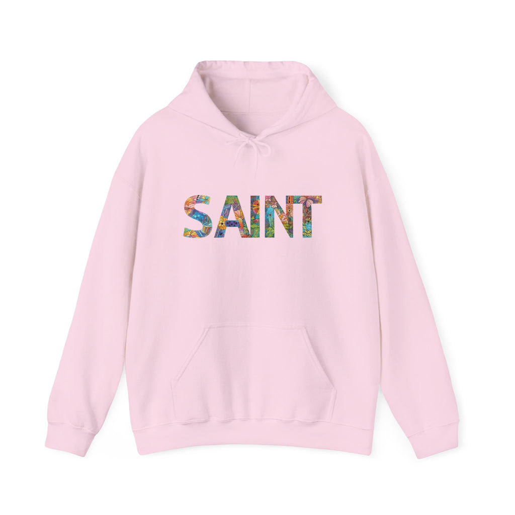Womens Saint Floral Hoodie — Colorful 'SAINT' Graphic Pullover