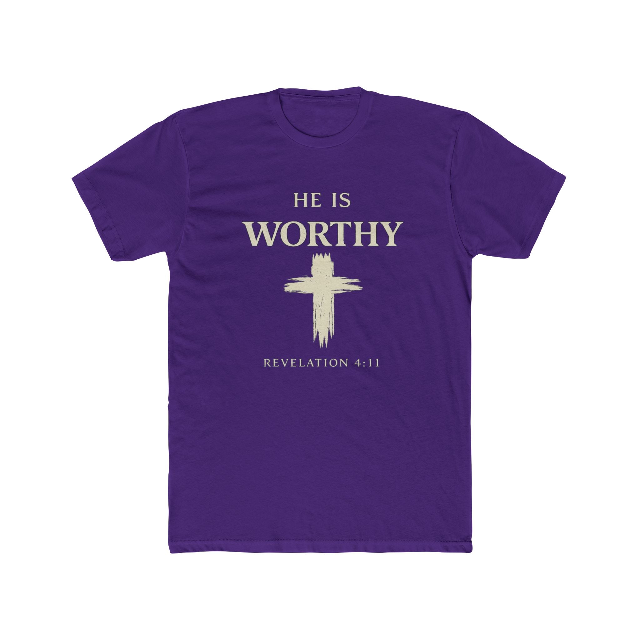 He Is Worthy Christian Tee - Revelation 4:11 Cross Faith T-Shirt