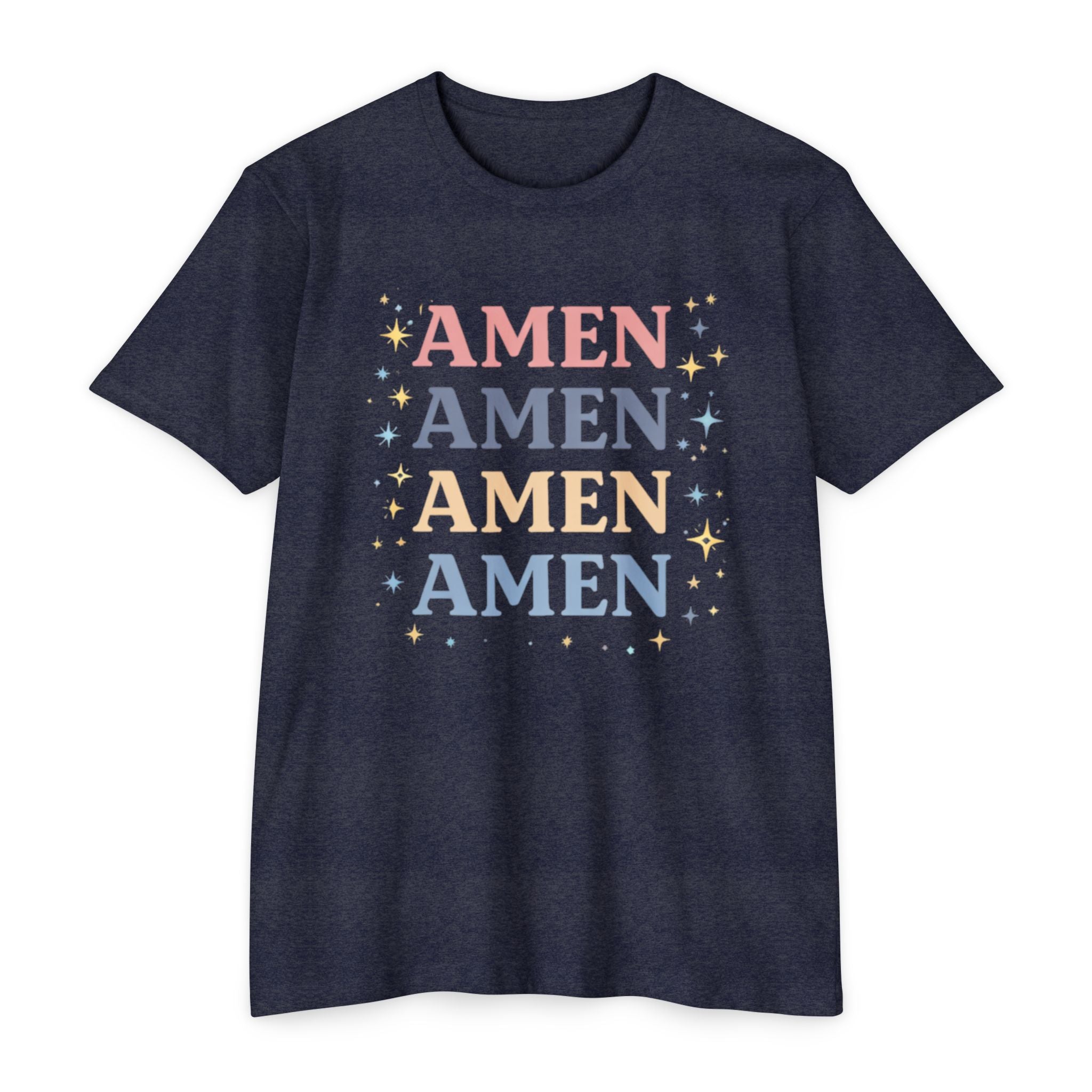 Amen Stack Retro Graphic T-Shirt — Colorful Faith Tee
