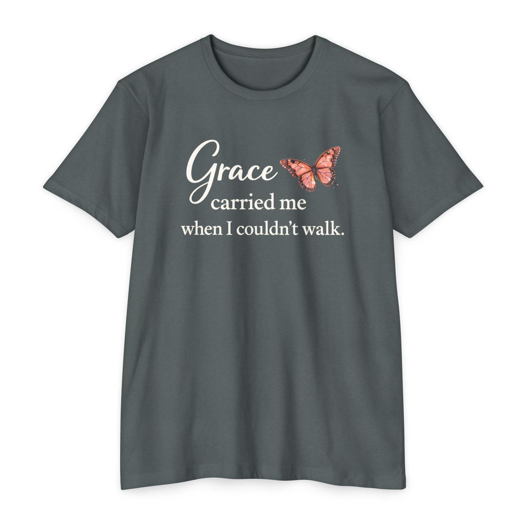 Grace Carried Me T-Shirt — Inspirational Butterfly Faith Tee